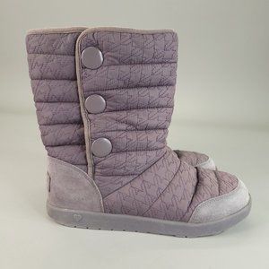 Ugg Boots‎ Girls Size 6 Purple Quilted Houndstooth Side Snap Closure Insulated